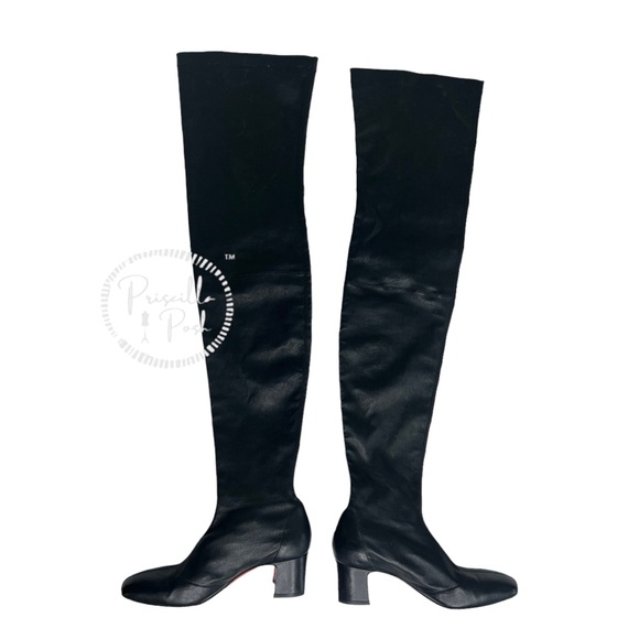 Christian Louboutin Sursamoto Black Leather Over-The-Knee Thigh High Boots 38 - Picture 8 of 14
